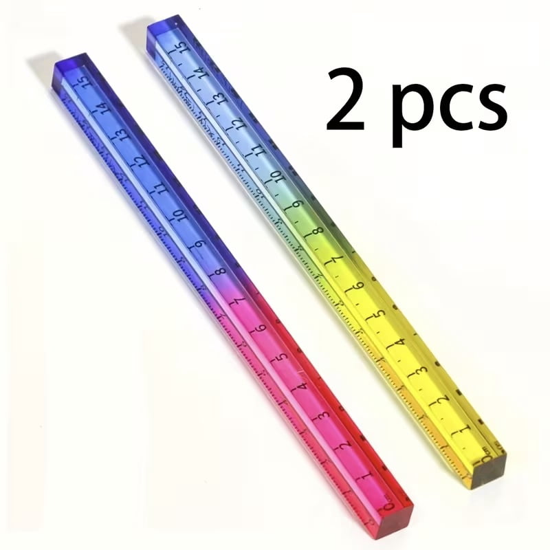 2pcs Colorful 3D Square Acrylic Rulers - Durable Transparent ...