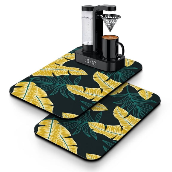 2pcs Colorful Exotic Coffee Bar Mat Beach Vacation Inspired, Eco-Friendly & Reusable Mats
