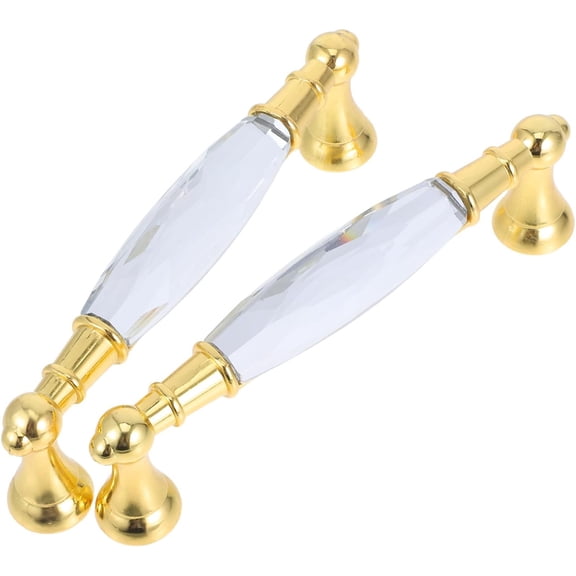 2pcs Colorful Glass Cabinet Door Pull Handles with Gold Base  Modern Kitchen Drawer Pulls and Wardrobe Handles for Bathroom and Furniture Hardware