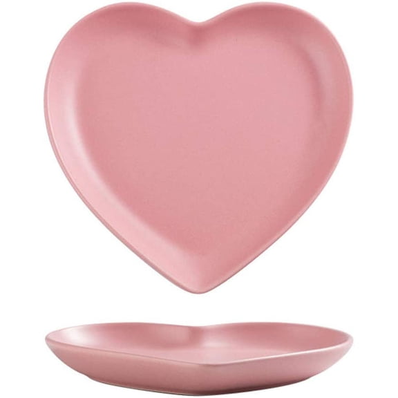 2pcs Colorful Matte Heart Shaped Ceramic Dinner Plate for Salad, Dessert, and Steak
