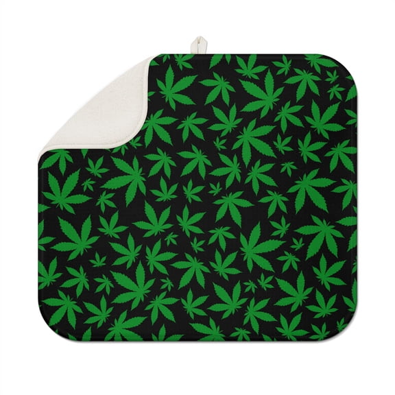 2pcs Colorful Weed Kitchen Drying Mat, Super Absorbent Microfiber Sink Pad, Hemp Leaf Aesthetic