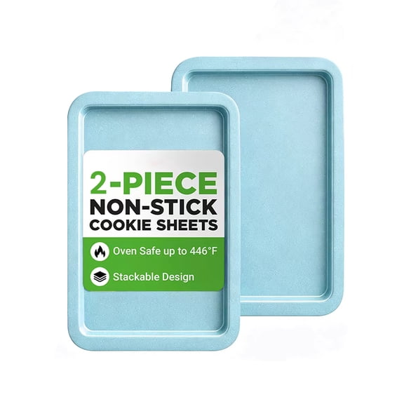 2pcs Commercial Quality Baking Sheet Pan Set, Cookie Sheet, Warp Resistant Baker's Half Sheet Pan, Cookie Tray Pans for Baking, Roasting Dishwasher Safe Blue