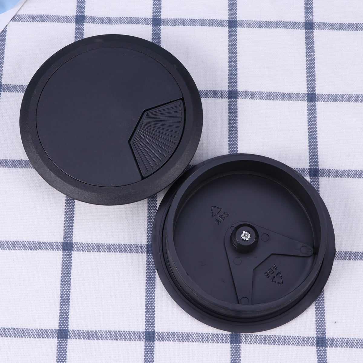 2pcs Computer Cable Coil Out Hole Cover Round Plastic Wire Box
