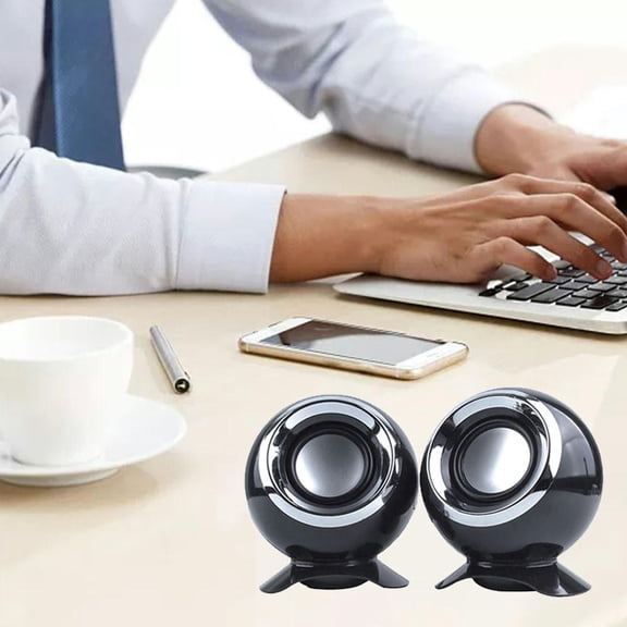 2pcs Computer Speaker Electronics Accessories Mini Desktop Powerful Music USB Wired Audio Amplifier Black Bass Stereo Phone