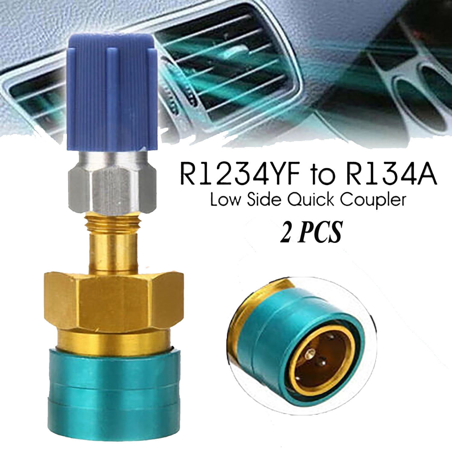 2pcs Conditioning Fitting Set R1234YF to R134A Adapter R1234YF Low Side