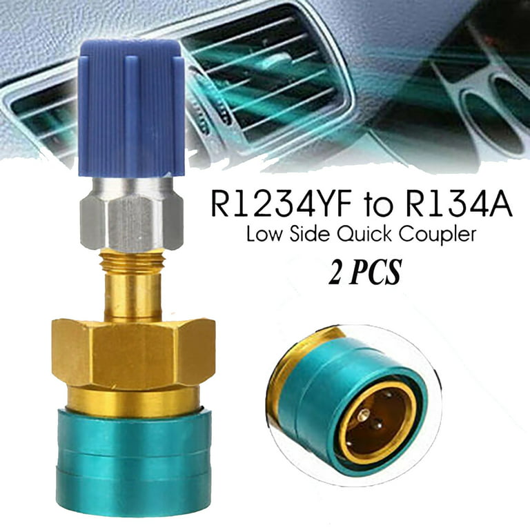 2pcs Conditioning Fitting Set R1234YF to R134A Adapter R1234YF Low Side  Quick Coupler Conversion Kit Refrigerant Can Adapter Valve AC Charging Hose