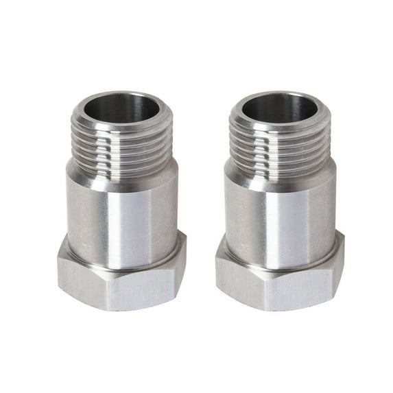 2pcs Connector M18x1.5 Thread Adapter Straight Oxygen Sensor Stainless Steel