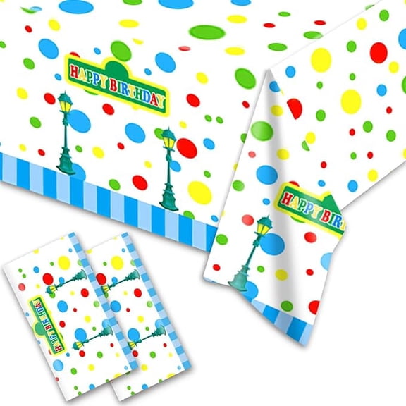 2pcs Cookie Party Tablecloth Happy Birthday Tablecloth Party Supplies Decorations for Cookie Party Supplies (Blue12)