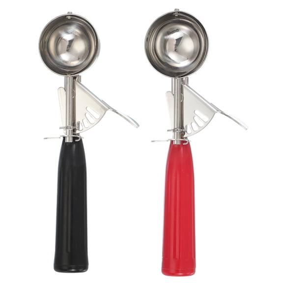 Uxcell 2 Pcs Cookie Scoops, Ice Cream Scoop with Trigger for Baking Cookie Dough Rice Pudding Kitchen Gadget, Black, Red