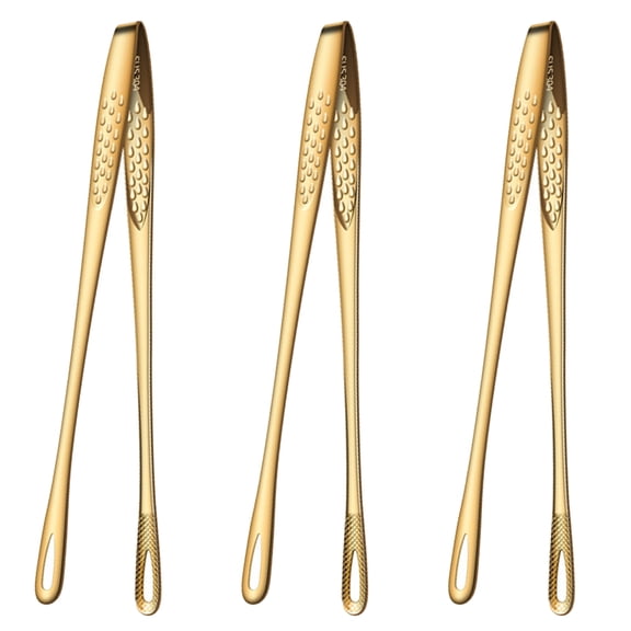 2pcs Cooking Tweezers Tongs, Stainless Steel Chef Tweezer Kitchen Tools for BBQ, Multi-Function Food ToolsGoldM