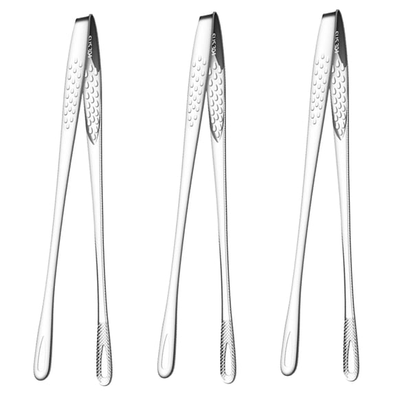 2pcs Cooking Tweezers Tongs, Stainless Steel Chef Tweezer Kitchen Tools for BBQ, Multi-Function Food ToolsSilverS