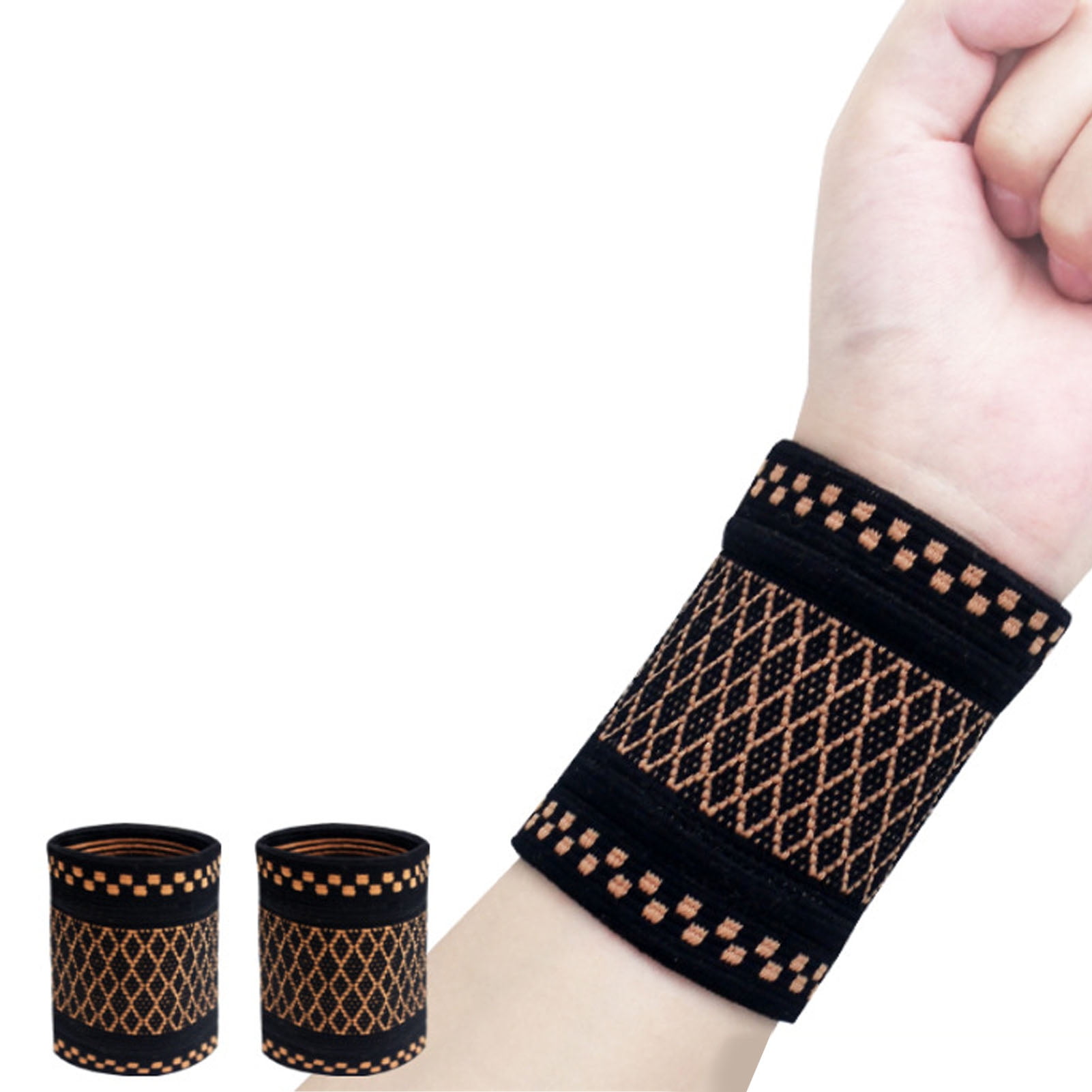 2pcs Copper Wrist Compression Brace, Elastic Wrist Support Sleeve Wrist