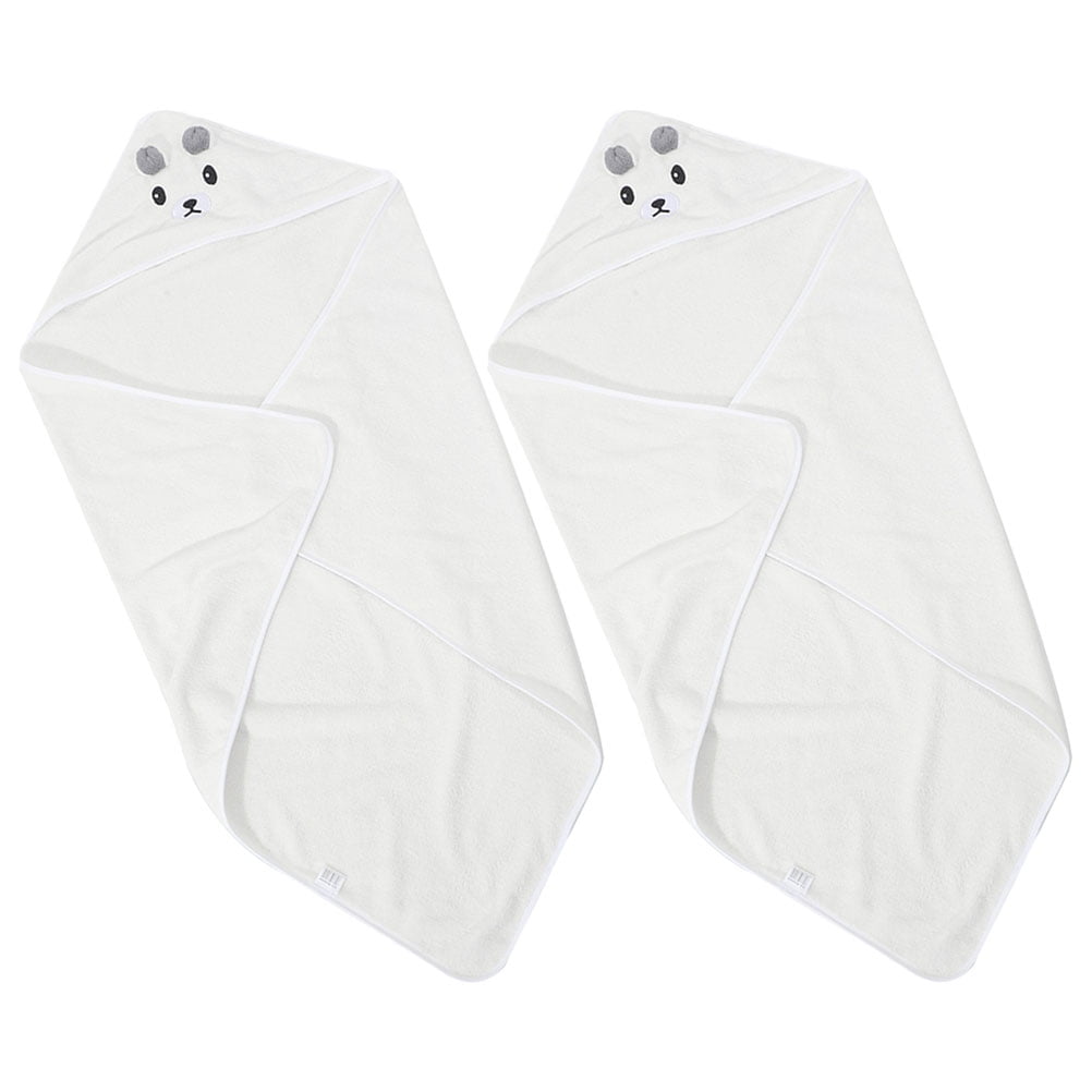 2pcs Coral Fleece Bath Towel for Baby Cartoon Hooded Bath Towel Soft