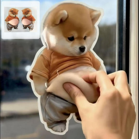 2pcs Corgi Shaped Silicone Anti-Collision Stickers - Super Soft Cute Dog Door/Wall Protectors, Household Anti-Scratch/Anti-Bump Decals, Decorative/Functional Home Accessories, 6.2*4.7in, Colorful