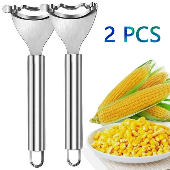 2pcs Corn Peeler Stainless Steel Corn Cob Stripper Tool Corn Thresher Corn planer Cob Cutter kernels, Removes Corn Kernels In Seconds, Kitchen Gadget with Ergonomic Handle.