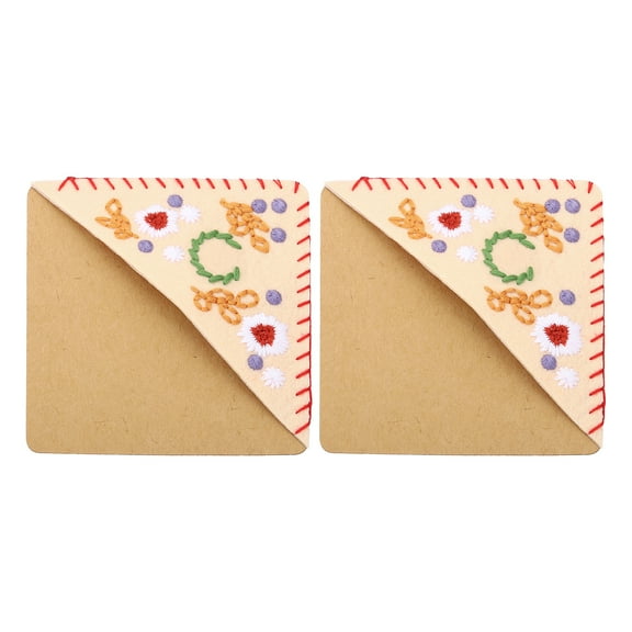 2pcs Corner Bookmark, Letter Book Mark Personalized Embroidered Bookmark for Reading Women Book Lovers, Beige, Letter C