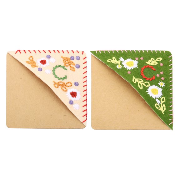2pcs Corner Bookmark, Letter Book Mark Personalized Embroidered Bookmark for Reading Women Book Lovers, C