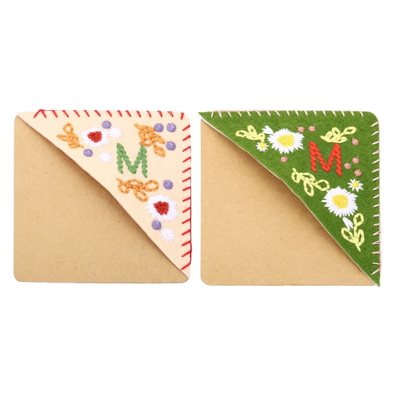 2pcs Corner Bookmark, Letter Book Mark Personalized Embroidered Bookmark for Reading Women Book Lovers, M