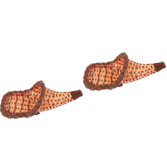 2pcs Cornucopia Basket Desktop Snack Basket Bread Basket Table Centerpiece Basket