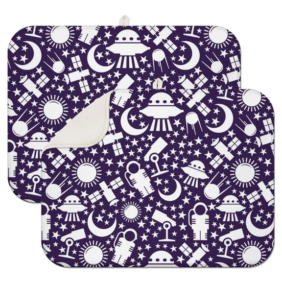 2pcs Cosmic Nebula Drying Mat Super Absorbent Microfiber Dish Pad Multi-Functional Heat Resistant for Space Aesthetic