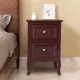 thumbnail image 1 of 2pcs Country Style Side Table, Nightstand with 2 Drawers, Bedside Tables with Wood Frame, Mid-Century Modern Nightstand with Storage, Bed Side Table & Night Stand End Table, Set of 2, Brown, 1 of 7