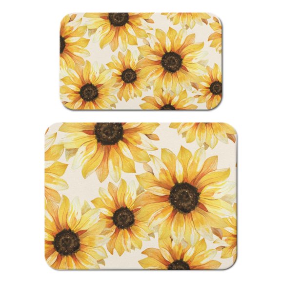 2pcs Country Sunflower Coffee Maker Mat, Farm Theme Absorbent Drying Mat, Non-Slip Kitchen Counter Mat, Boho Rustic Design