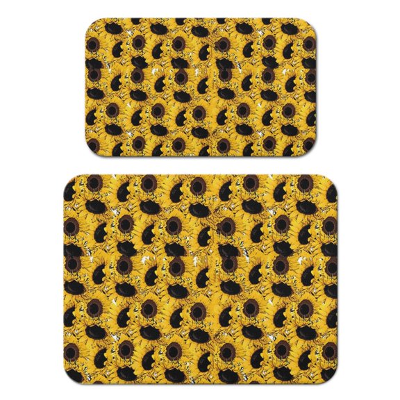 2pcs Country Sunflower Coffee Maker Mat, Farm Theme Absorbent Drying Mat, Non-Slip Kitchen Counter Mat, Boho Rustic Design