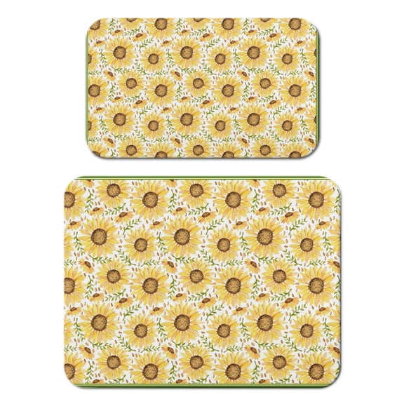 2pcs Country Sunflower Coffee Maker Mat, Farm Theme Absorbent Drying Mat, Non-Slip Kitchen Counter Mat, Boho Rustic Design