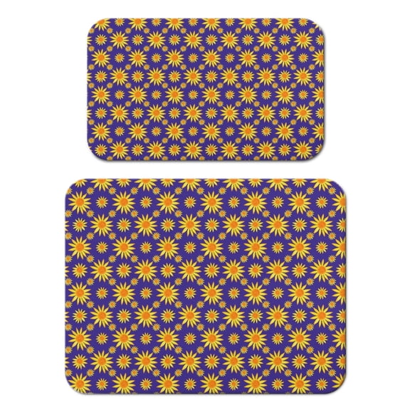 2pcs Country Sunflower Coffee Maker Mat, Farm Theme Absorbent Drying Mat, Non-Slip Kitchen Counter Mat, Vintage Yellow Pattern