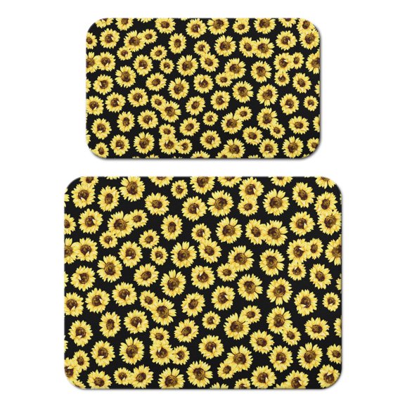2pcs Country Sunflower Coffee Station Mat, Farm Theme Absorbent Pad, Non-Slip Counter Protector, Boho Rustic Aesthetic