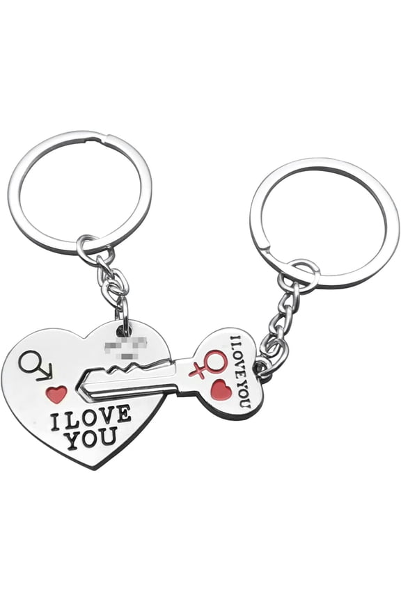 2pcs Couple Key Chain Ring Set-I LOVE YOU with Red Heart Keychains Set for Boyfriend Girlfriend and Best Friends,Valentine's Day Birthday Gifts Graduation Gifts-Love Heart Key Locks Lover Gift