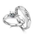 thumbnail image 1 of 2pcs Couple Ring Men Women Copper Adjustable Exquisite Rhinestone Ring Jewelry for Dating Party, 1 of 7