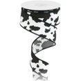 2pcs Cowhide Print Edge Ribbon 10 Yards (Black, White, 1.5 Inch)