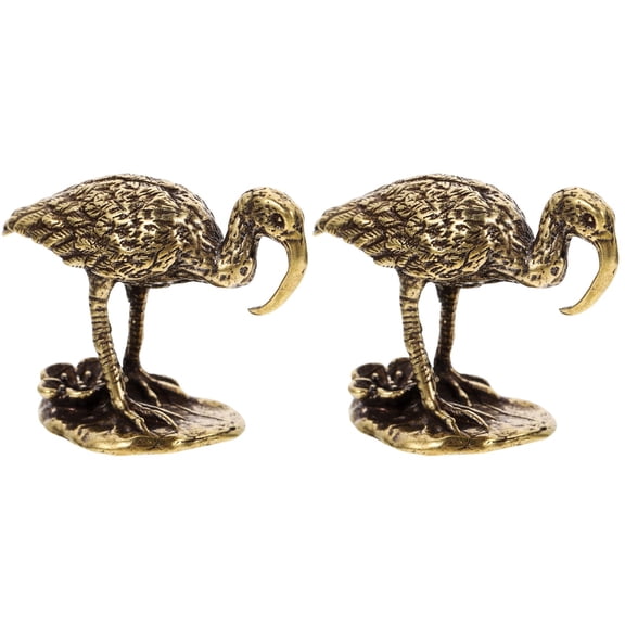 FUEENIRVA Brass Crane Figurine, Vintage Golden Tabletop Ornament for Any Event, 2Pcs