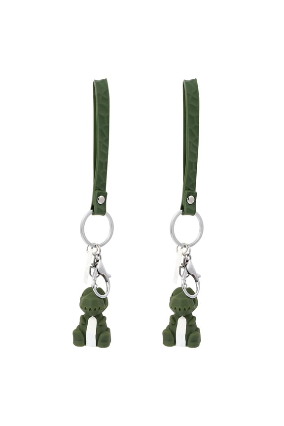 2Pcs Green Dinosaur Key Chains with Hanging Buckle for Bag and Case Accessories