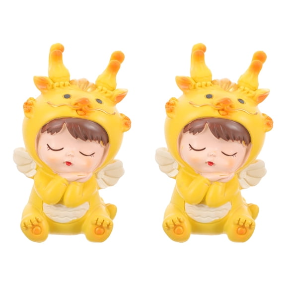 2pcs Creative Dragon Baby Model Adornment Lovely Figure Ornament Desktop Decor