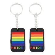 2pcs Creative Pride Letter Key Chain Rainbow Silicone Bag Hanging Pendent Decorative Ker Ring for Gay Homesexual (Black)