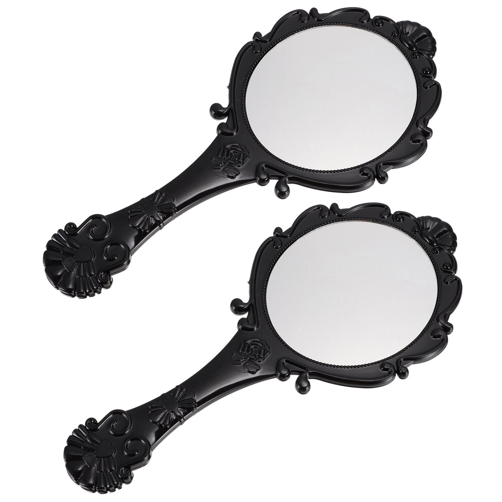 Eease 2 Retro Handheld Mirrors Portable Black Makeup Vanity Mirrors