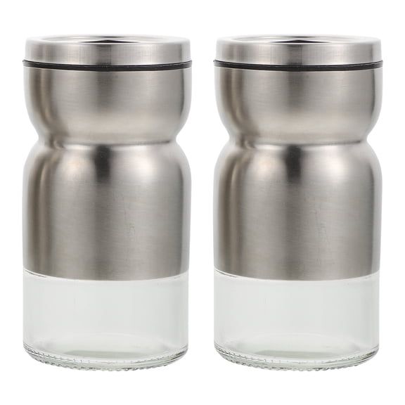 2pcs Creative Spice Bottles Glass Seasoning Bottles Spice Bottles (Silver)