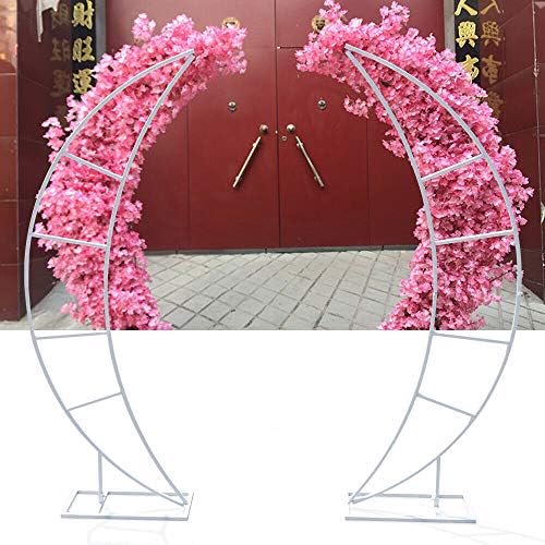 2pcs Crescent Moon Stand Wedding Arch, 6.5FT Height Wrought Iron Arch Frame Flower Holder, Wedding Road Lead, for Floral Balloon Garland Birthday Photo Background Decorations (US Stock)