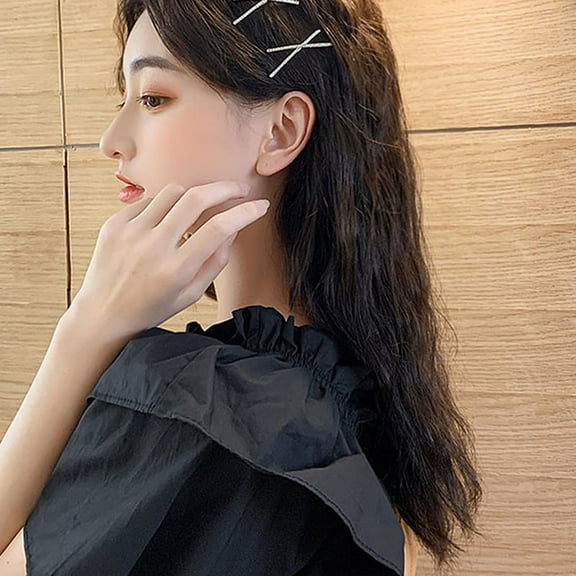 2pcs Cross Crystal Hairpins Rhinestones X Hair Clips Barrettes Simple Side C WA