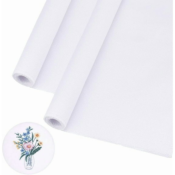 2pcs Cross Stitch a Cloth 20 x 39-Inch White Cross Stitch Cloth Fabric Embroidery Cloth 16 Count for Embroidery Beginner Needlework