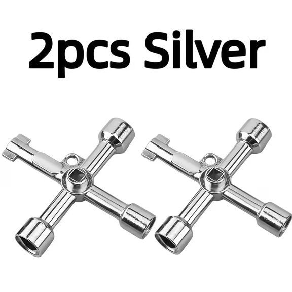 2pcs Cross Wrench Set - Hexagonal, Triangular & Square Shafts for Faucet Valves, Distribution Boxes & Elevator Doors - Durable Industrial-Grade Material