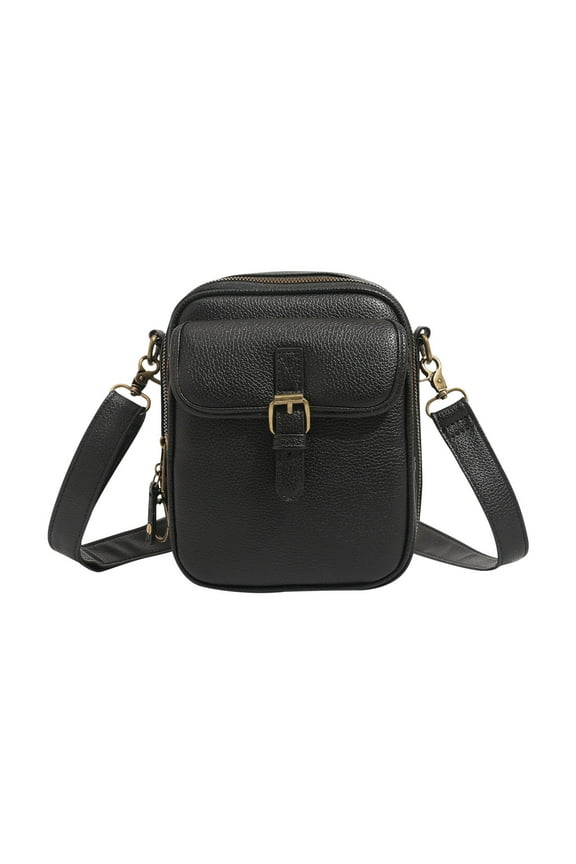 2pcs Crossbody Leather Bag,Double Layer Large Capacity Messenger Bag, Retro Faux Leather Built in Purse Anti Theft Bag