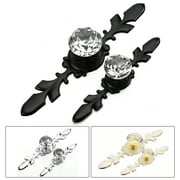 2pcs Crystal Cabinet Knobs Drawer Dresser Handles Diamond Glass Pulls with Screws, (Small, Silver)
