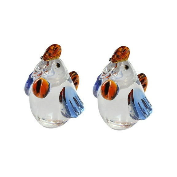 2pcs Crystal Chicken Figurines Decor Gifts for Women Men Cute Chicken Statues Collectibles Animal Sculpture Home Table Decoration,Blue