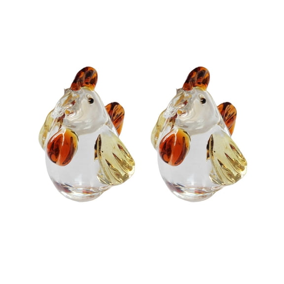 2pcs Crystal Chicken Figurines Decor Gifts for Women Men Cute Chicken Statues Collectibles Animal Sculpture Home Table Decoration,Yellow