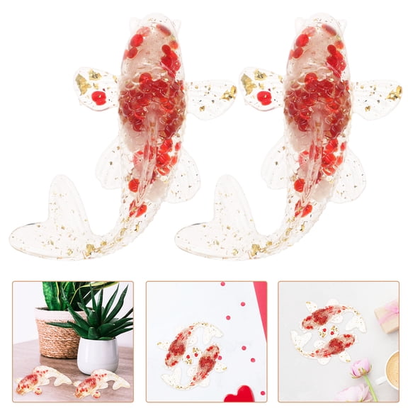 SEWCHICS Set of 2 Red Crystal Fish Figurines Small Decorative Ornaments for Desk, Bedroom, Home, Office Display