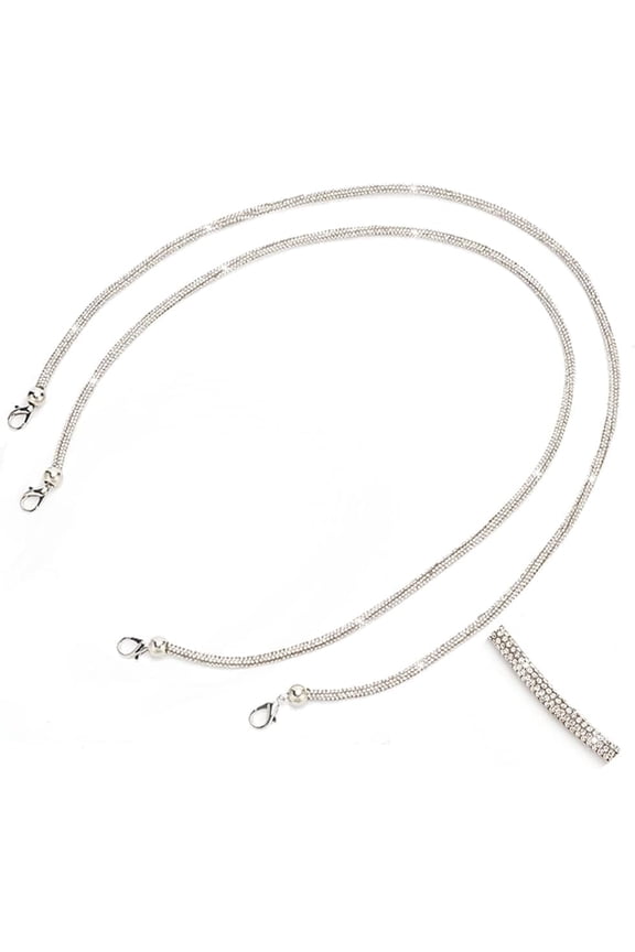 2pcs Crystal Rhinestone Purse Straps 30.7inch Long Replacement Purse Straps Crossbody Bag Chain Straps Replacement Shoulder Straps