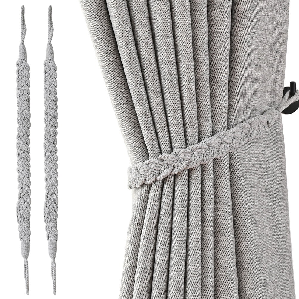 Coiled Rope Drapery 2pcs Woven Curtain Rope Set, Decorative Drapery Holdbacks for Window ...